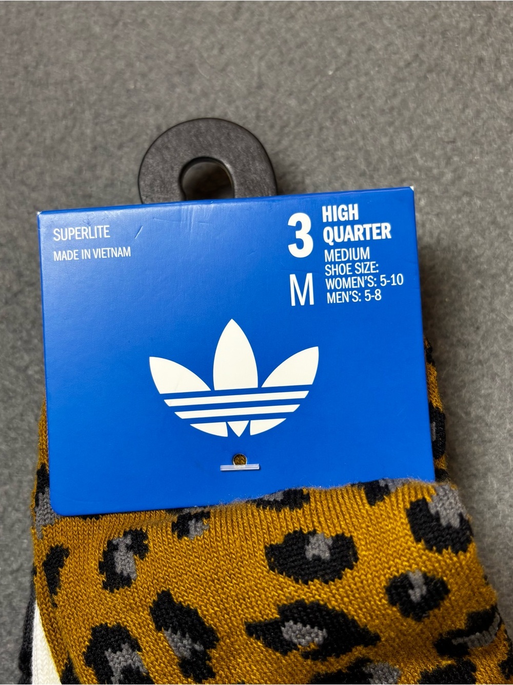 Adidas leopard print socks in black & multi size M - Picture 5 of 6